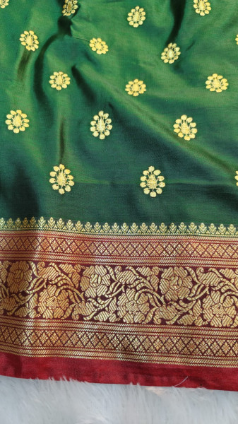 Banarasi Satin Silk Zari Embroidery Booti Work Saree