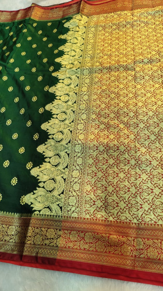 Banarasi Satin Silk Zari Embroidery Booti Work Saree
