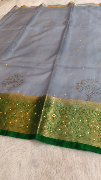 Organza Silk Saree with Swarovski Crystal Work