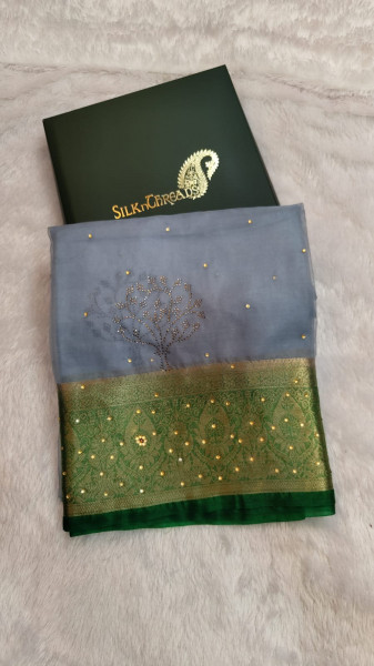 Organza Silk Saree with Swarovski Crystal Work