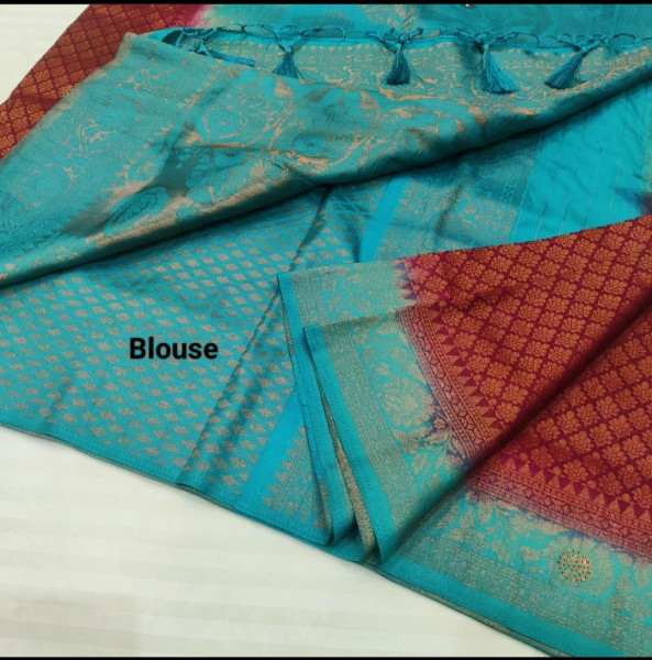Premium Banarasi Softy Silk Saree with Swarovski Crystal Work and Tassels