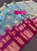 Organza Silk Saree with Gold Zari Embroidery Work and Sequence Border