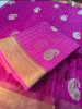 Organza Silk Saree with Sequence Embroidery Work and Tassels