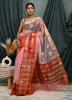 Organza Silk Saree with Gold Zari Embroidery Work and Sequence Border