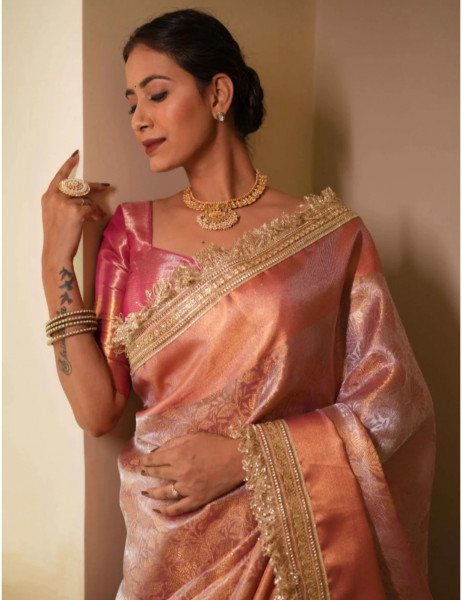 Sai Pallavi Mam inspired Premium Banarasi Tissue Silk Saree with Designer Lace