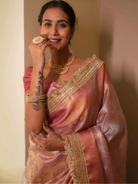 Sai Pallavi Mam inspired Premium Banarasi Tissue Silk Saree with Designer Lace