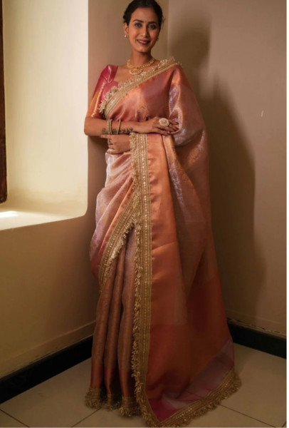 Sai Pallavi Mam inspired Premium Banarasi Tissue Silk Saree with Designer Lace
