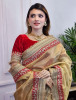 Premium Banarasi Tissue Silk Saree with Designer Red Zari Border
