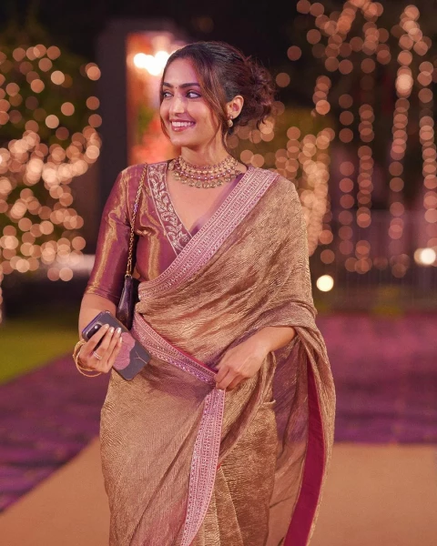 Banarasi Zari Tissue Crush Saree With Sequence Designer Lace