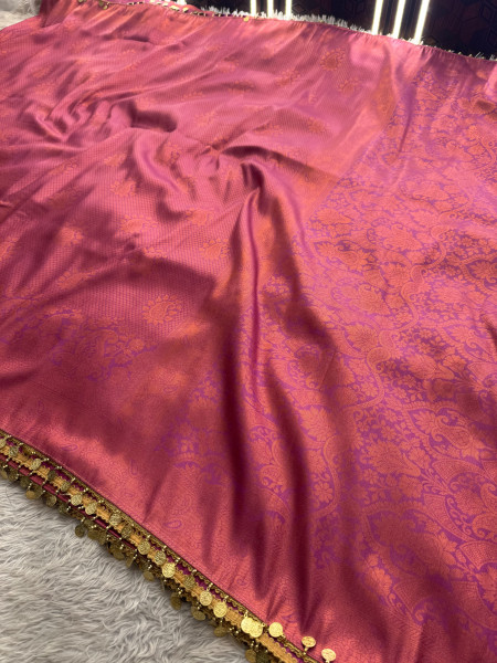 Banarasi Soft Silk Saree with Copper Zari Ethnic Motiffs