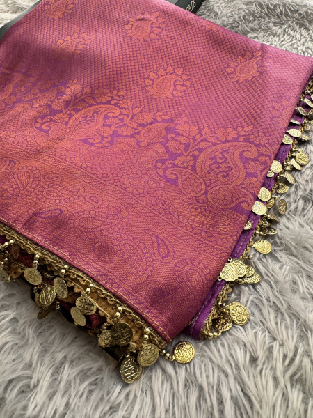 Banarasi Soft Silk Saree with Copper Zari Ethnic Motiffs