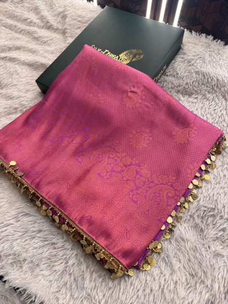 Banarasi Soft Silk Saree with Copper Zari Ethnic Motiffs