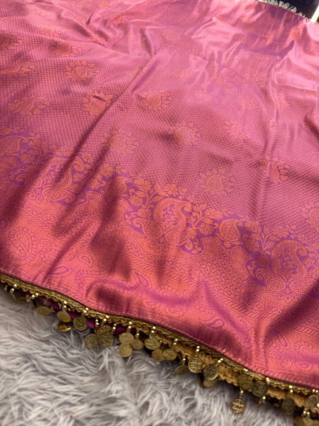 Banarasi Soft Silk Saree with Copper Zari Ethnic Motiffs