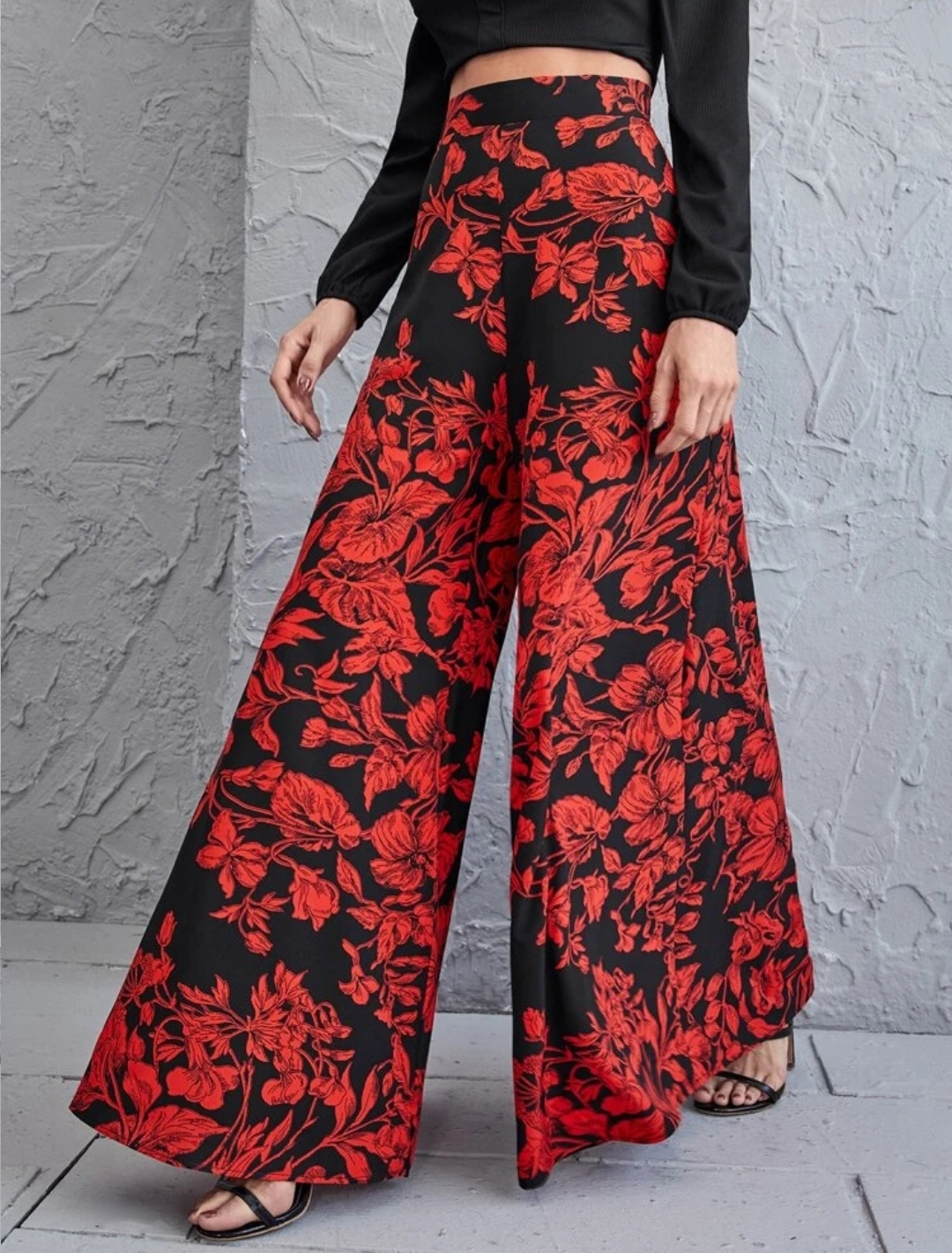 red floral pants