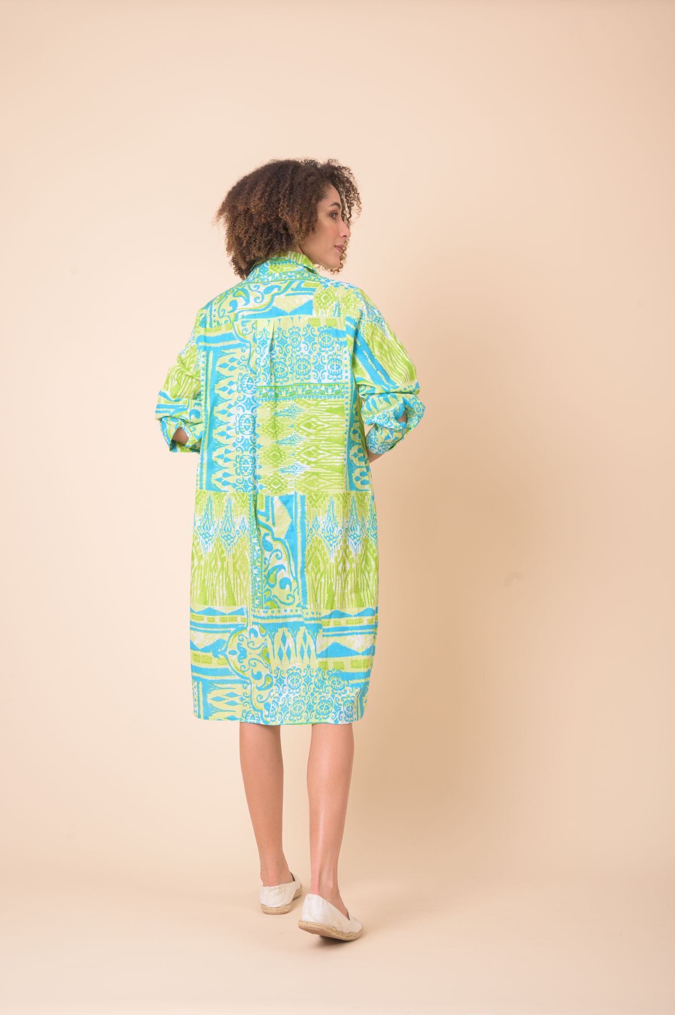 Gloster Dress Manek Ikat Lime