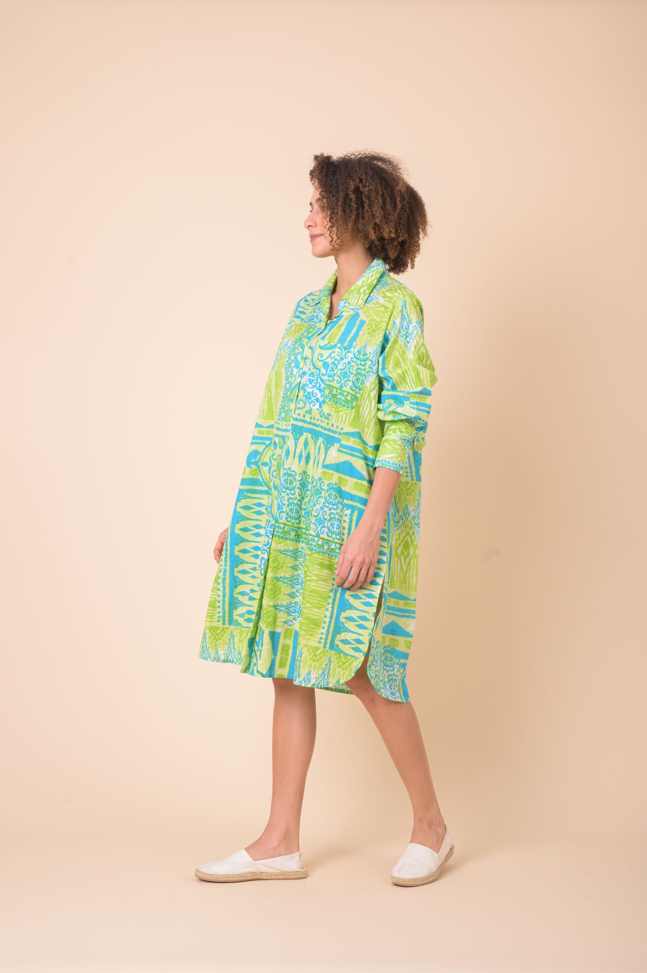 Gloster Dress Manek Ikat Lime