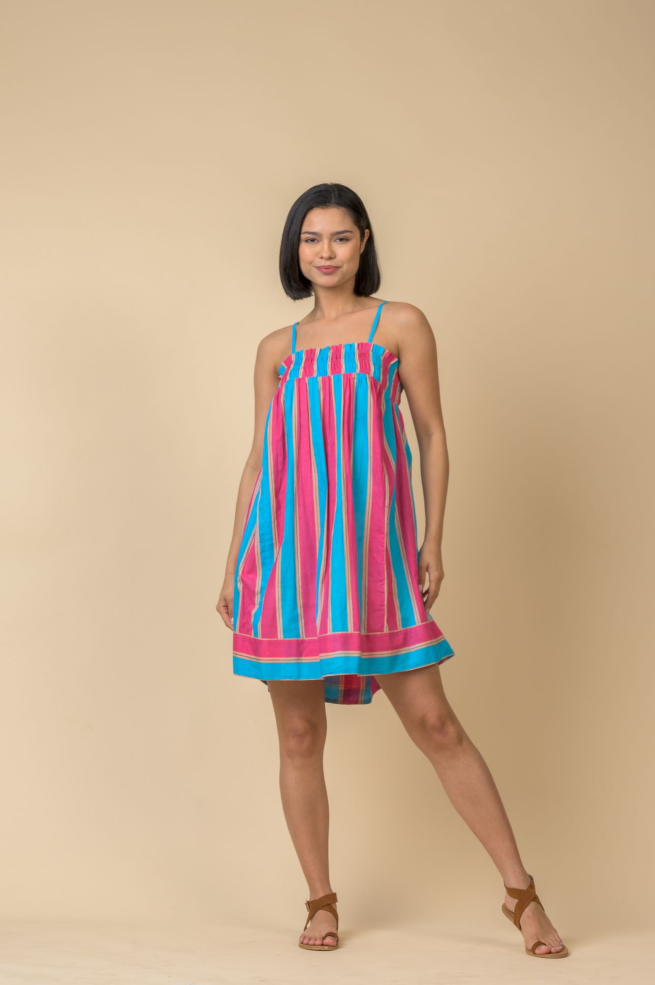 Pitons Dress Kaapi Stripe pink