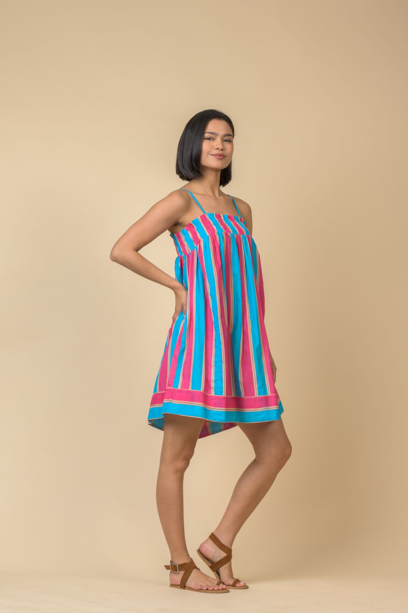 Pitons Dress Kaapi Stripe pink