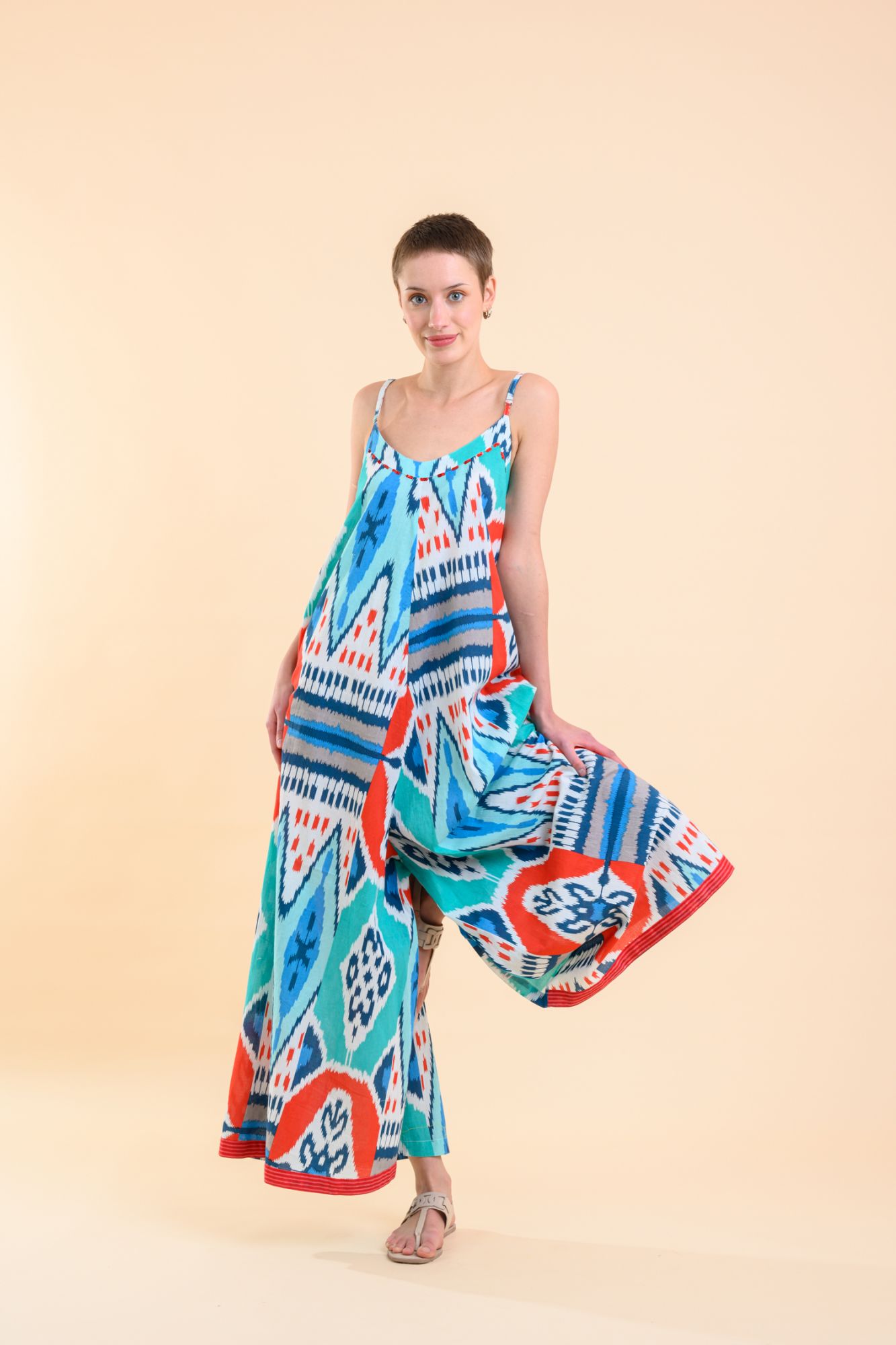 Rio Jumpsuit Parker Ikat Teal Red