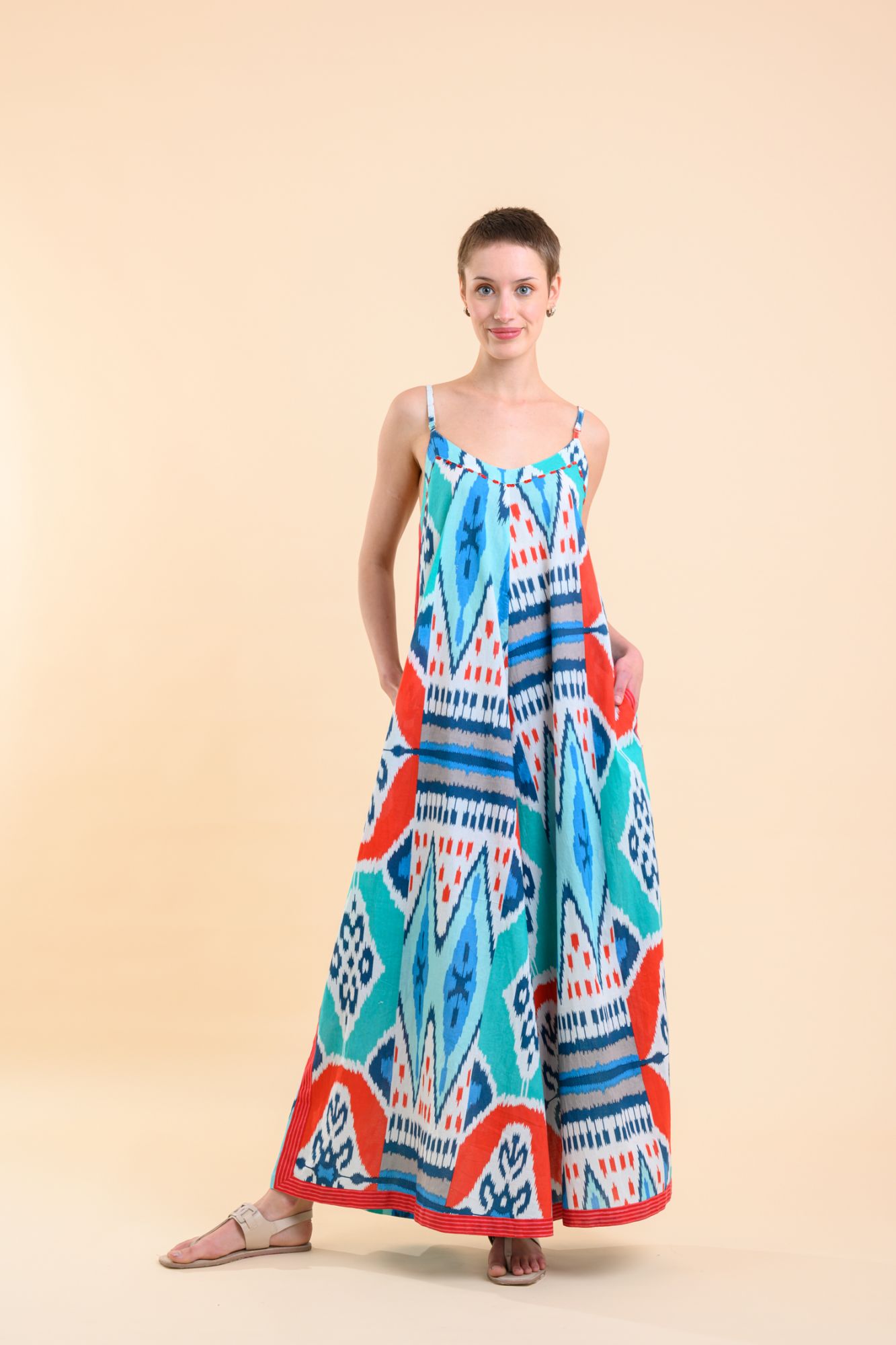 Rio Jumpsuit Parker Ikat Teal Red