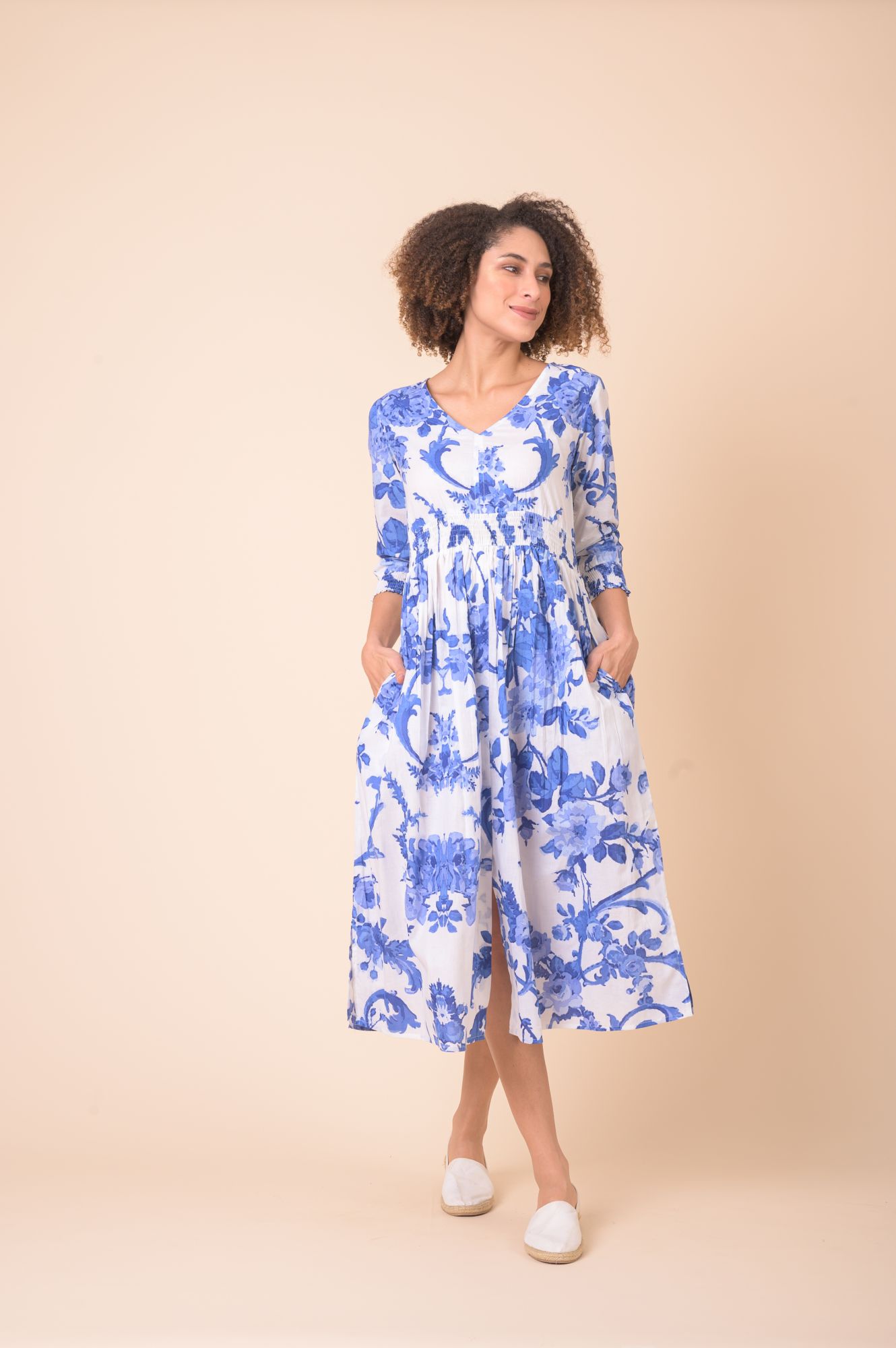 Roma Dress Peony Blue