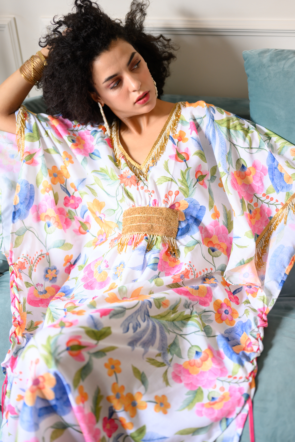 Laado Kaftan Ikigai White