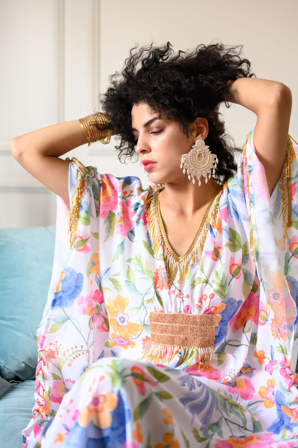 Laado Kaftan Ikigai White