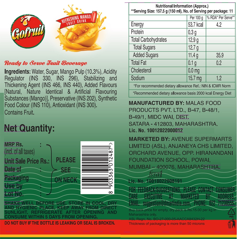 Gofruit Refreshing Mango Fruit Drink