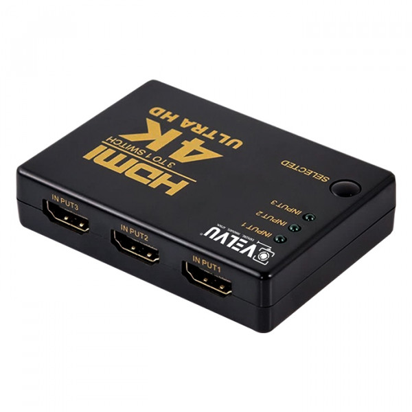 Image of VELVU 3 x 1 HDMI Switcher 4K with Remote ST-HDSW-3P-4K