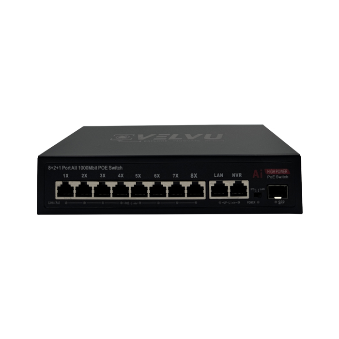 VELVU 8 PORT FULL GIGA POE SWITCH WITH 2 UP-LINK ST-POE-5108-G2