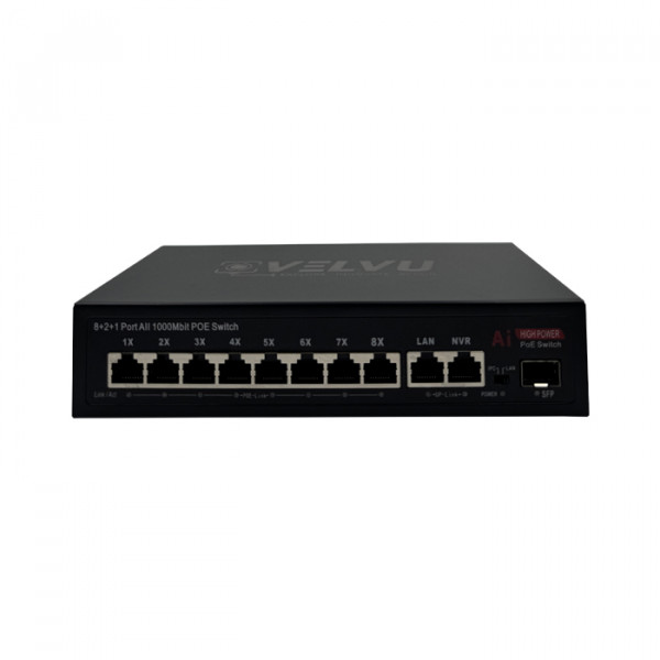 Image of VELVU 8 PORT FULL GIGA POE SWITCH WITH 2 UP-LINK ST-POE-5108-G2