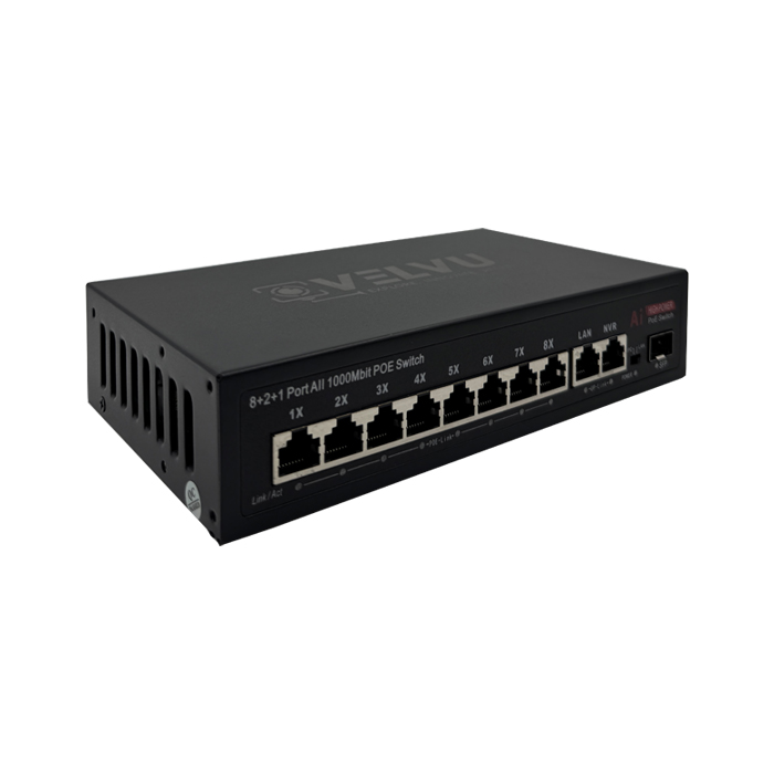 VELVU 8 PORT FULL GIGA POE SWITCH WITH 2 UP-LINK ST-POE-5108-G2