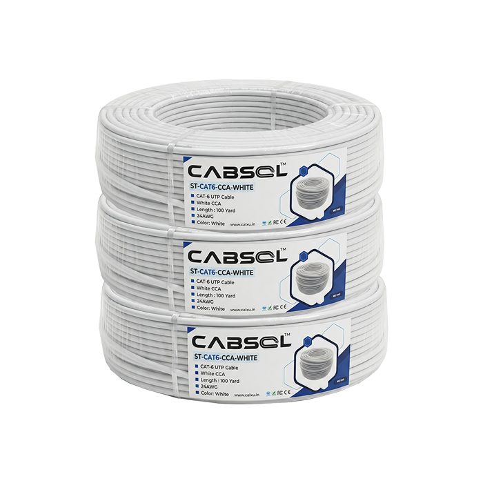 CABSOL Indoor CAT-6 CCA Cable ST-CAT6-CCA-WHITE (Length: 100 yd) (MOQ: 3 pcs)