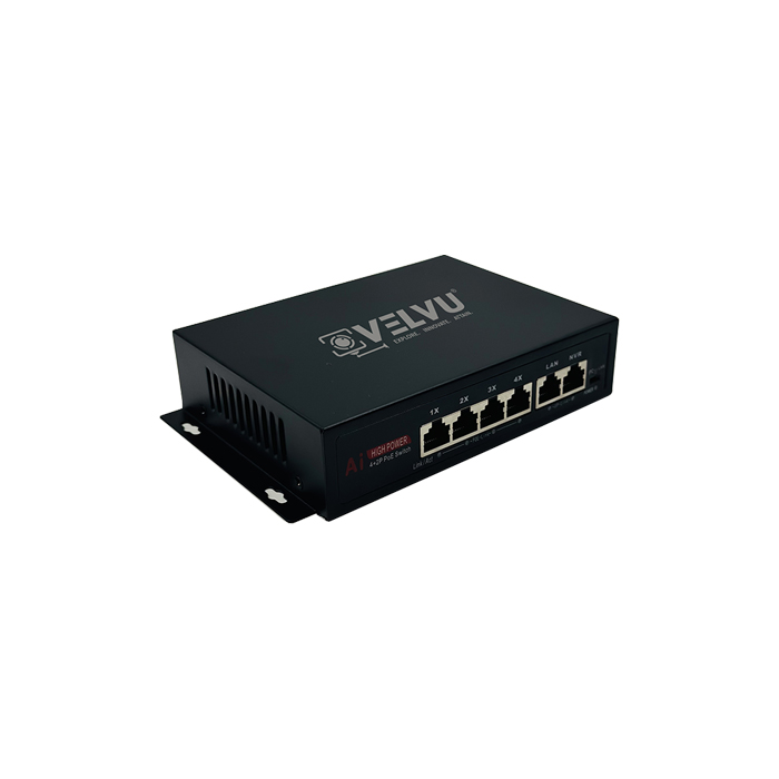 VELVU 4 PORT FULL GIGA POE SWITCH WITH 2 UP-LINK ST-POE-5104-G2