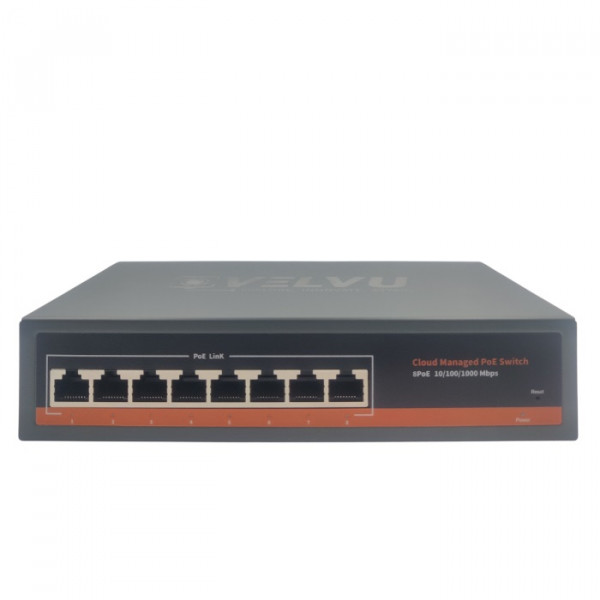 Image of VELVU 8 PORT FULL GIGA POE SWITCH WITH CLOUD MANAGED ST-POE-5108-G0-CL