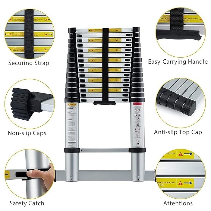 TELESCOPIC LADDER WITH STABILIZER BAR 5.8MTR VT580