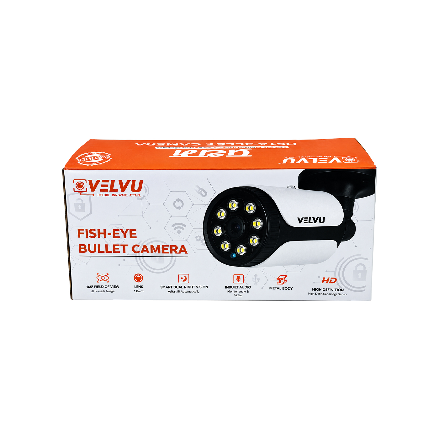 VB-IP-5S01DL18A | Velvu 5MP IP Fish-Eye Bullet Dual Light + Audio (Lens: 1.8mm)