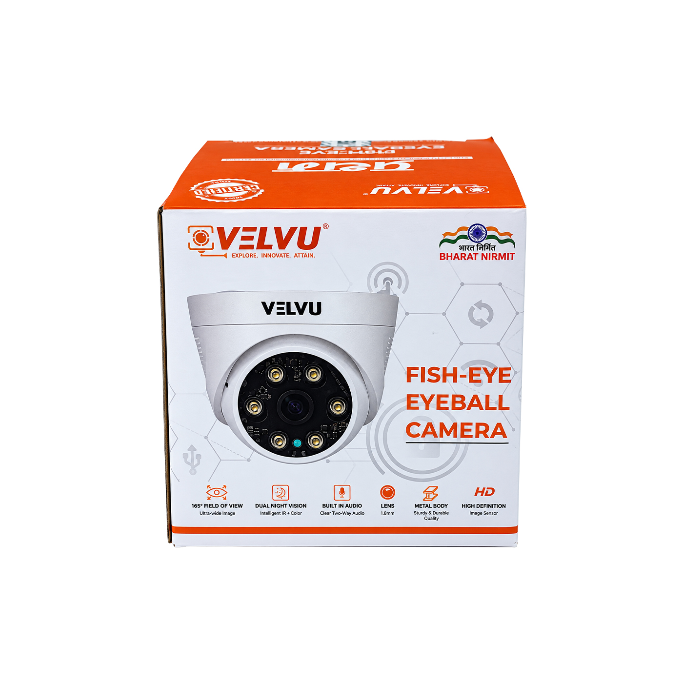 VD-IP-5S01DL18A | Velvu 5MP IP Fish-Eye Dome Dual Light + Audio (Lens: 1.8mm)