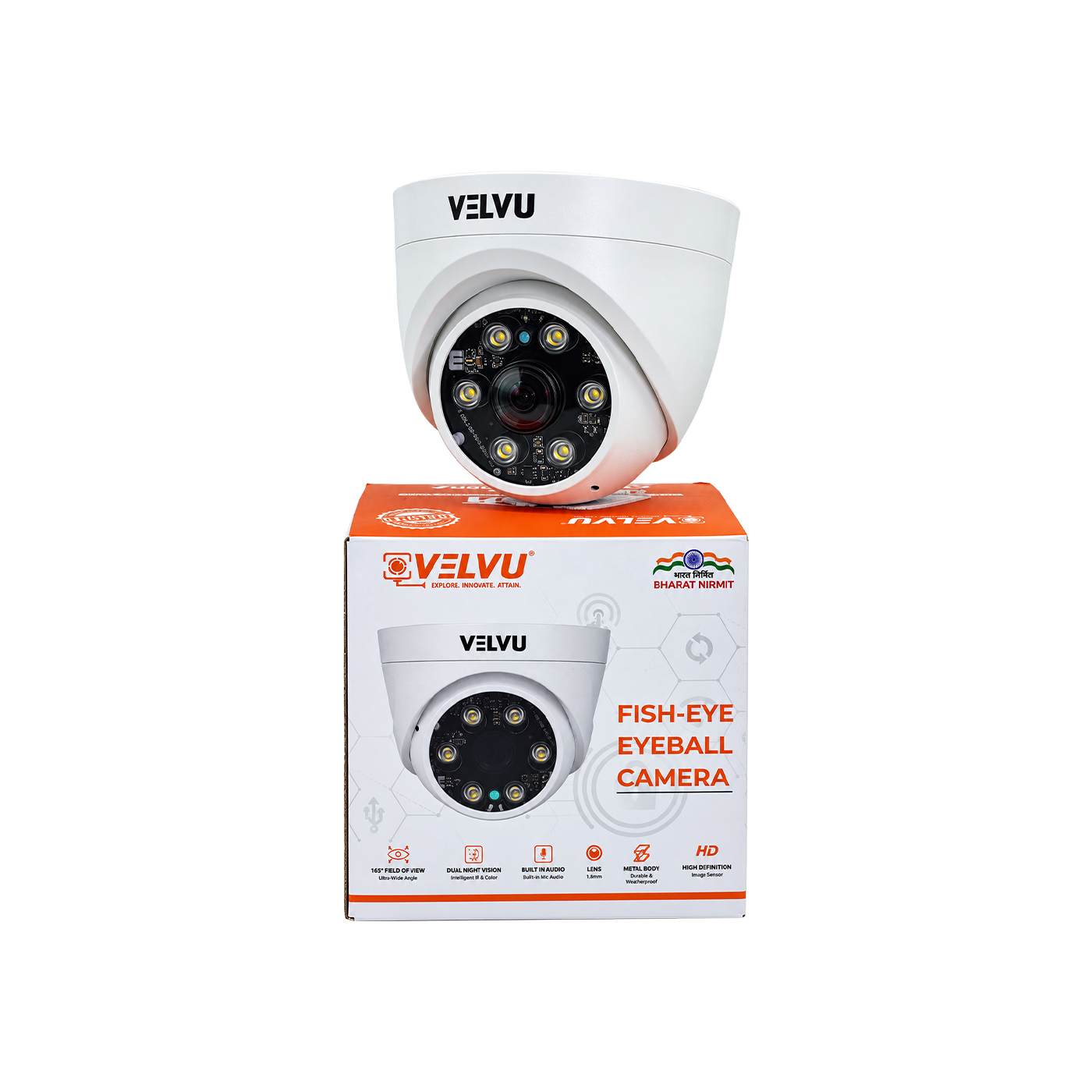 VD-IP-5S01DL18A | Velvu 5MP IP Fish-Eye Dome Dual Light + Audio (Lens: 1.8mm)