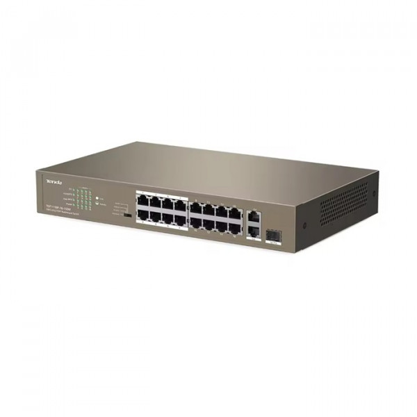 Image of TEF1118P-16-150W | Tenda 16 Port PoE Switch with 2 Gigabit Uplinks &amp; SFP