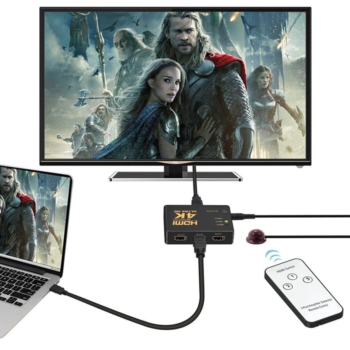 VELVU 3 x 1 HDMI Switcher 4K with Remote ST-HDSW-3P-4K