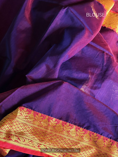 Hansika: Handloom Maslin Cotton  Banarasi Saree in Purple