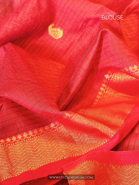 Qirat - Pure Cotton Saree in Black with Exclusive Red Zari Border & Pallu