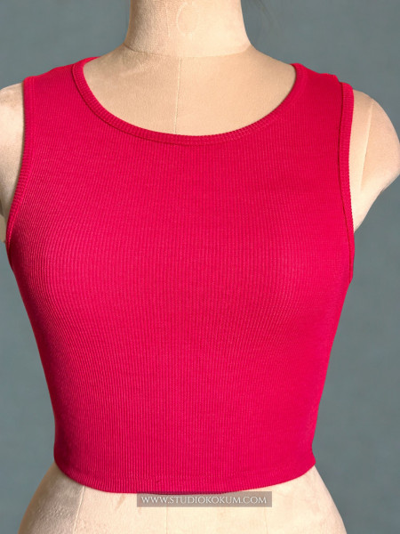 Sleeveless Hosiery Blouse in Black Colour Round Neck