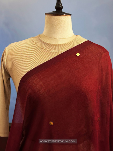 Elbow Sleeves Stretchable Blouse in Beige Colour