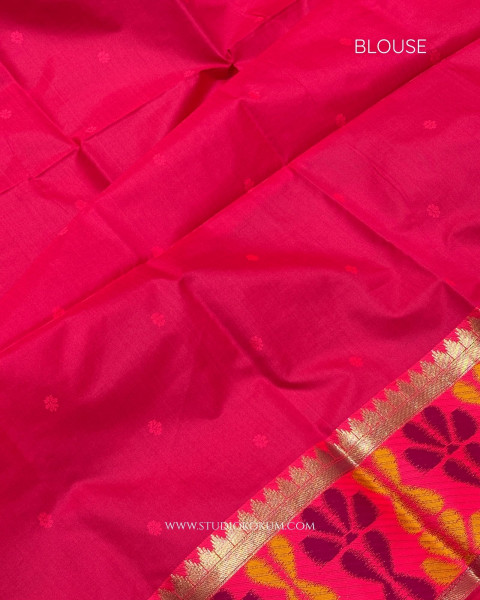 Baani: Fuchsia Ikkat Silk Saree