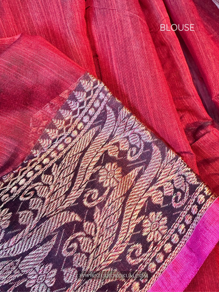 Dhara: Handloom Maroon Cotton Silk Saree
