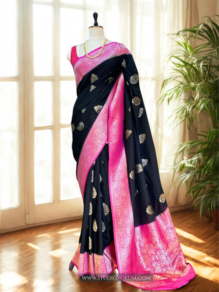 Mohini: Black Crepe Georgette Banarasi Saree