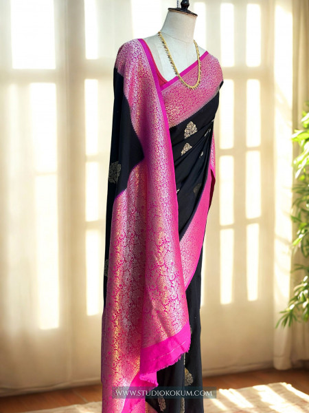 Mohini: Black Crepe Georgette Banarasi Saree
