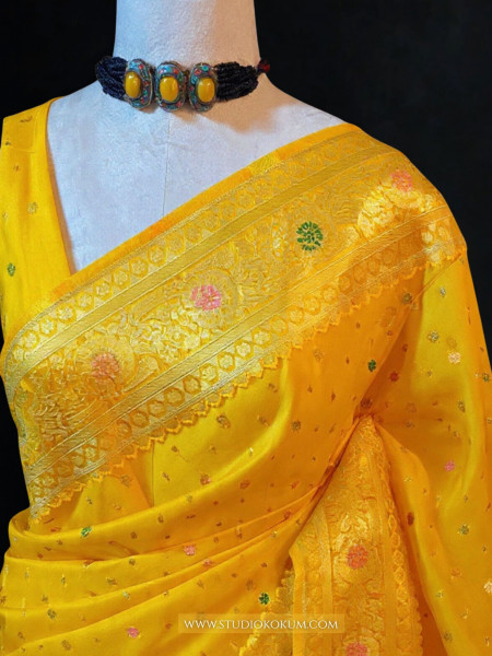 Myra - Golden Colour Organza Banarasi Saree